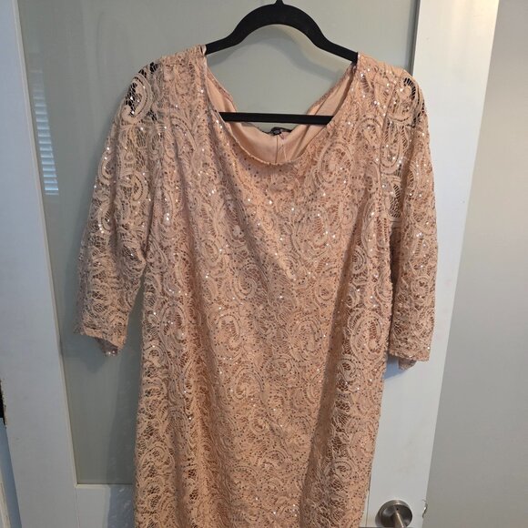 Tiana B. Peach Lace Sequin Dress (Plus Size 20W) + Elegant Party Dress - Picture 1 of 3